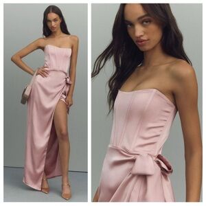 NWT V. Chapman June Corset Front-Slit Dress Gown Dusty Rose